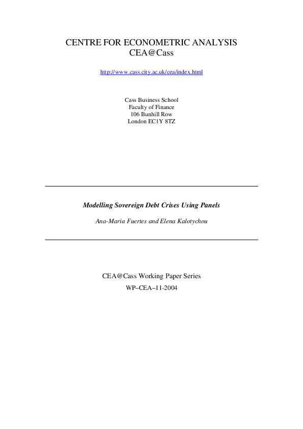 (PDF) Modeling Sovereign Debt Crises using Panels