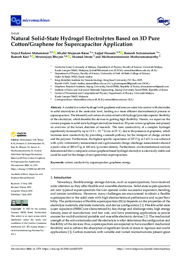 (PDF) Natural Solid-State Hydrogel Electrolytes Based on 3D Pure Cotton ...