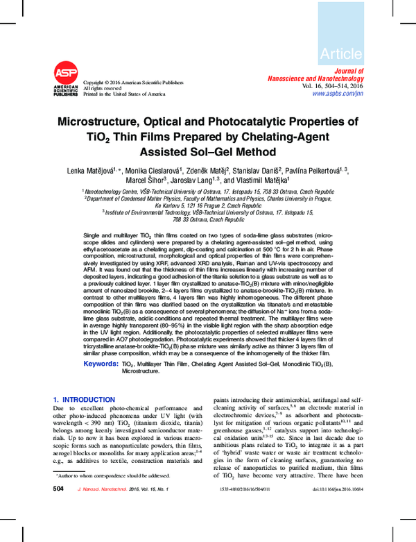 (PDF) Microstructure, Optical and Photocatalytic Properties of TiO 2 ...