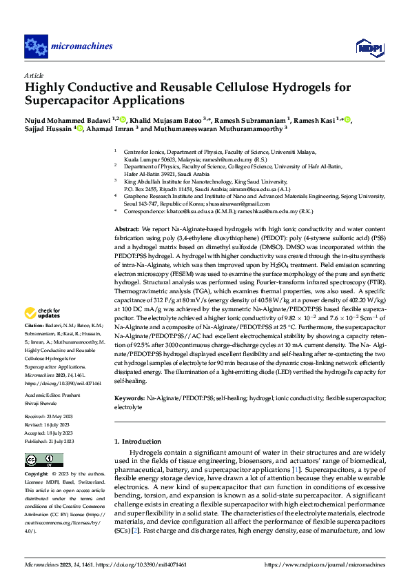(PDF) Highly Conductive and Reusable Cellulose Hydrogels for ...