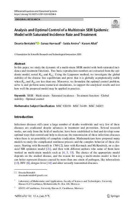 (PDF) Analysis and Optimal Control of a Multistrain SEIR Epidemic Model ...