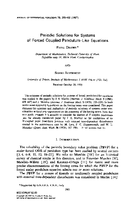 (PDF) Periodic solutions for systems of forced coupled pendulum-like ...