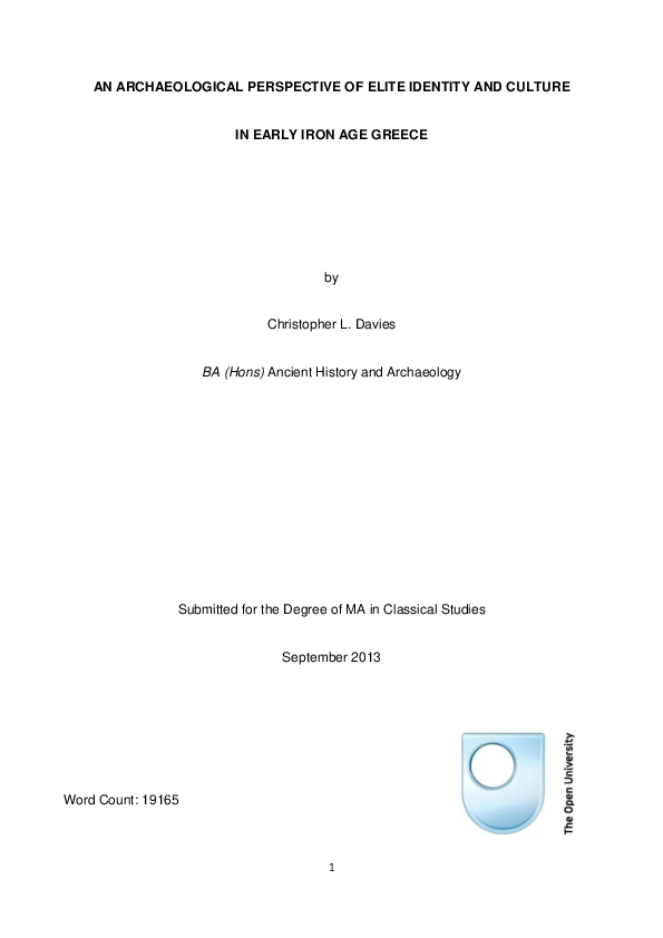 (PDF) Perspective Of Elite Identity And Culture In Early Iron Age Greece