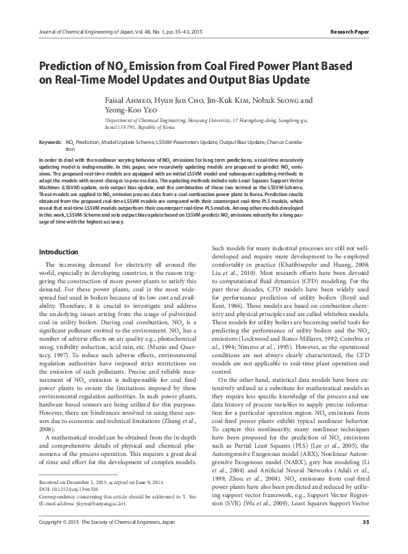 (PDF) Prediction of NOx Emission from Coal Fired Power Plant Based on ...