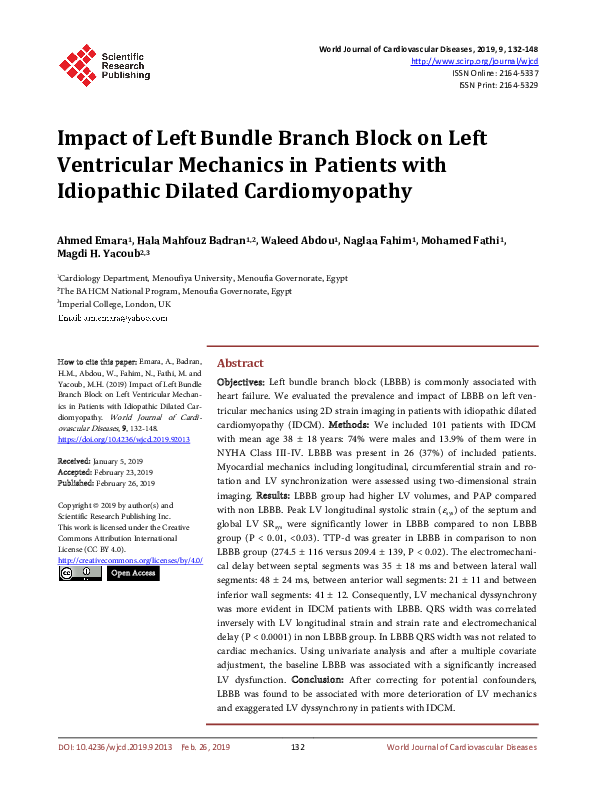 (PDF) Impact of Left Bundle Branch Block on Left Ventricular Mechanics ...