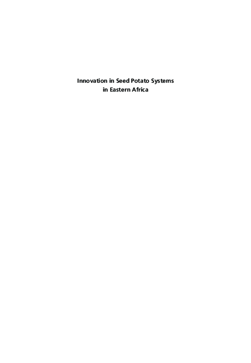 (PDF) Innovation in seed potato systems in Eastern Africa