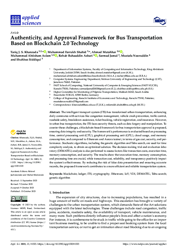 (PDF) Authenticity, and Approval Framework for Bus Transportation Based ...