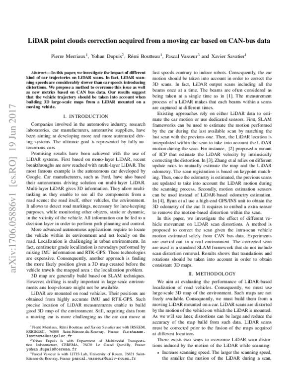 (PDF) LiDAR point clouds correction acquired from a moving car based on ...