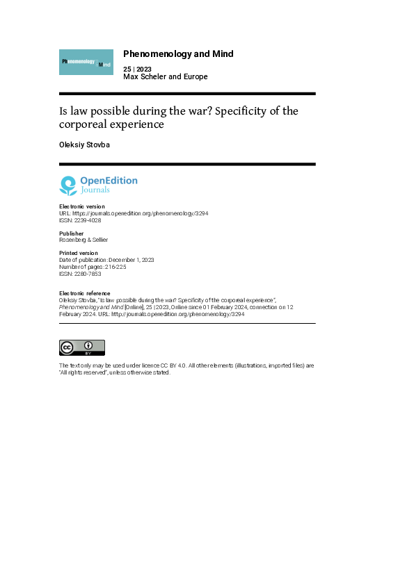 (PDF) Is law possible during the war? Specificity of the corporeal ...