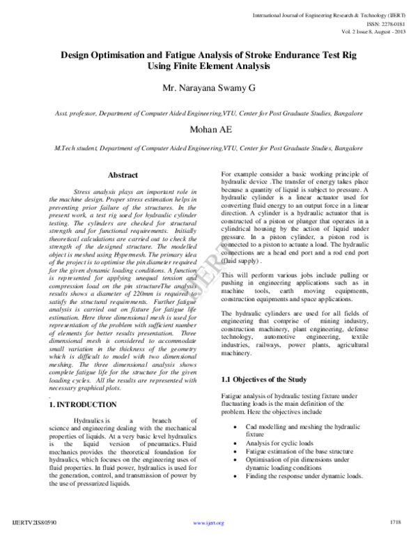 (PDF) Design Optimisation and Fatigue Analysis of Stroke Endurance Test ...