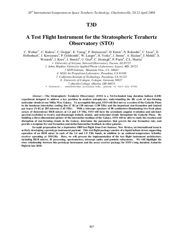 (PDF) A Test Flight Instrument for the Stratospheric Terahertz ...