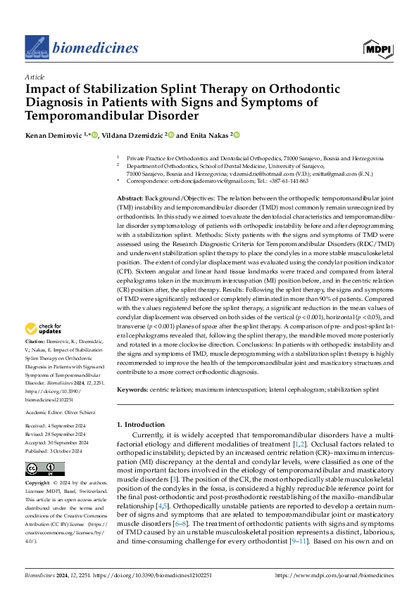 (PDF) Impact of Stabilization Splint Therapy on Orthodontic Diagnosis ...