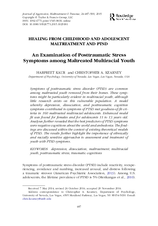 (PDF) An Examination of Posttraumatic Stress Symptoms among Maltreated ...