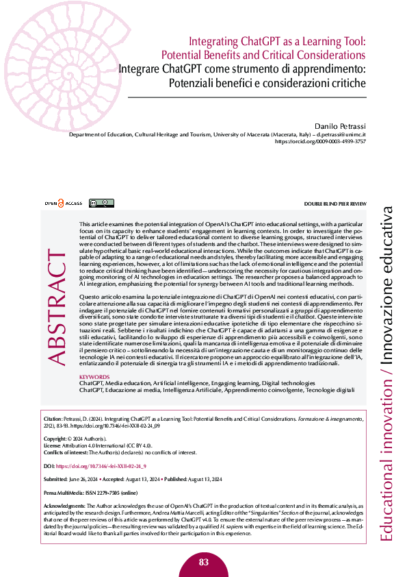 (PDF) Integrating ChatGPT as a Learning Tool: Potential Benefits and ...