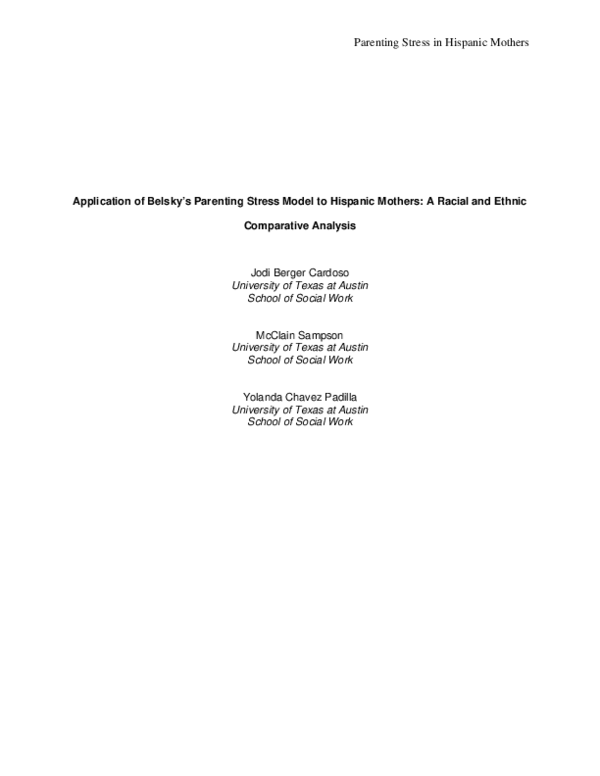 (PDF) Application of Belsky's Parenting Stress Model to Hispanic ...
