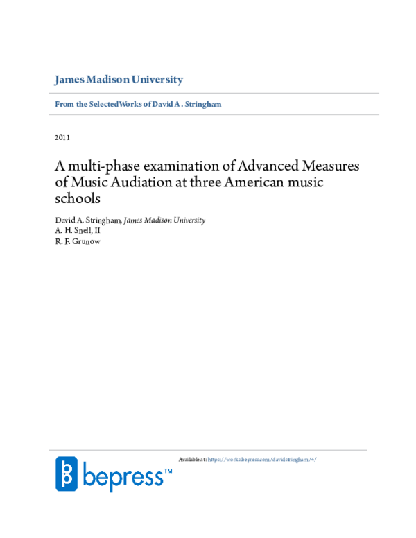 (PDF) A multi-phase examination of Advanced Measures of Music Audiation ...