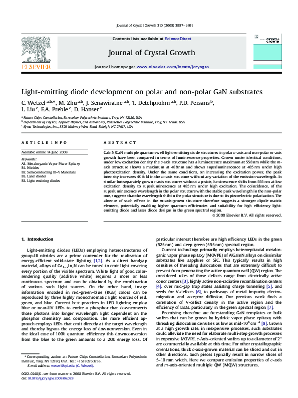 (PDF) Light-emitting diode development on polar and non-polar GaN ...