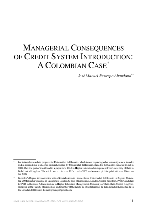 (PDF) Managerial consequences of credit system introduction: a ...