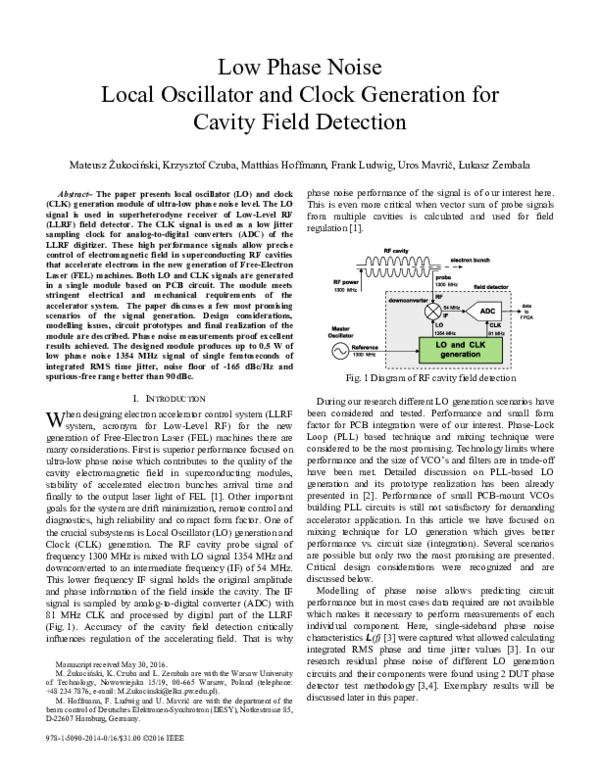 (PDF) Low Phase Noise Local Oscillator and Clock Generation for Cavity ...