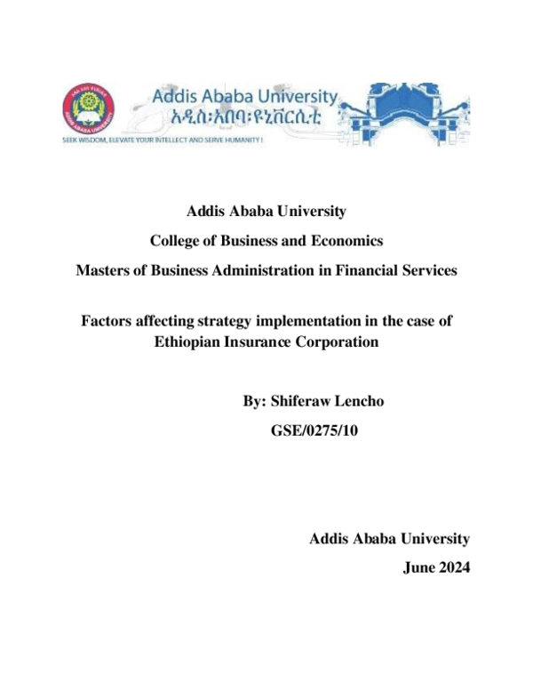 (PDF) Factors affecting strategy implementation in the case of ...