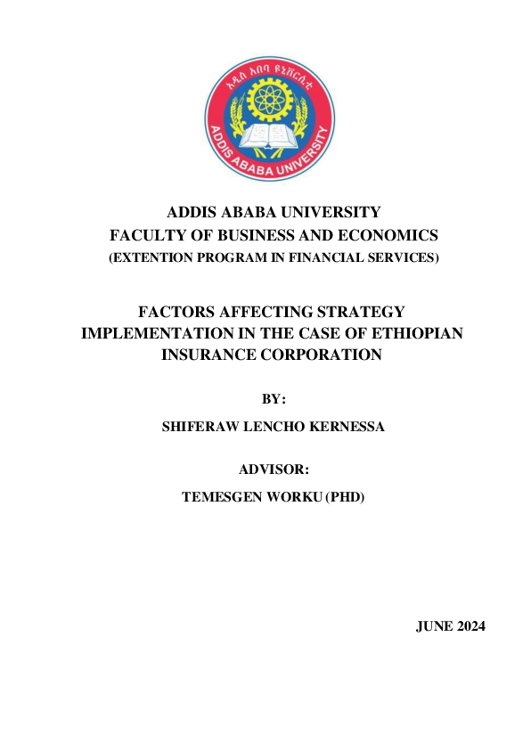 (PDF) Factors Affecting Strategy Implementation In the case of ...