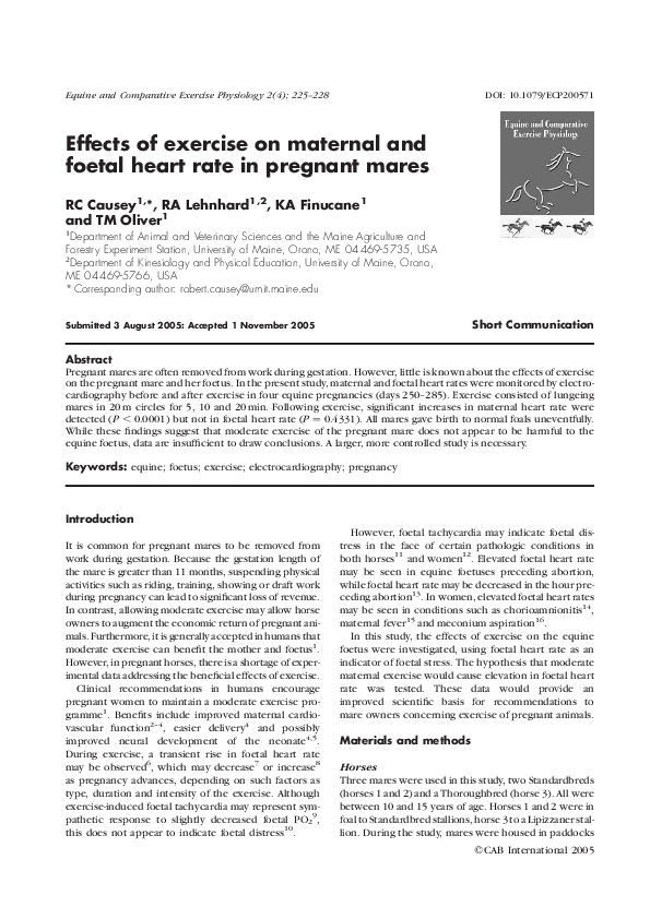 (PDF) Effects of exercise on maternal and foetal heart rate in pregnant ...