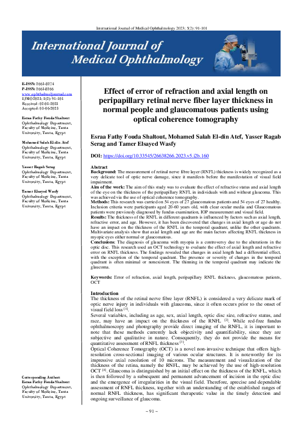 (PDF) Effect of error of refraction and axial length on peripapillary ...