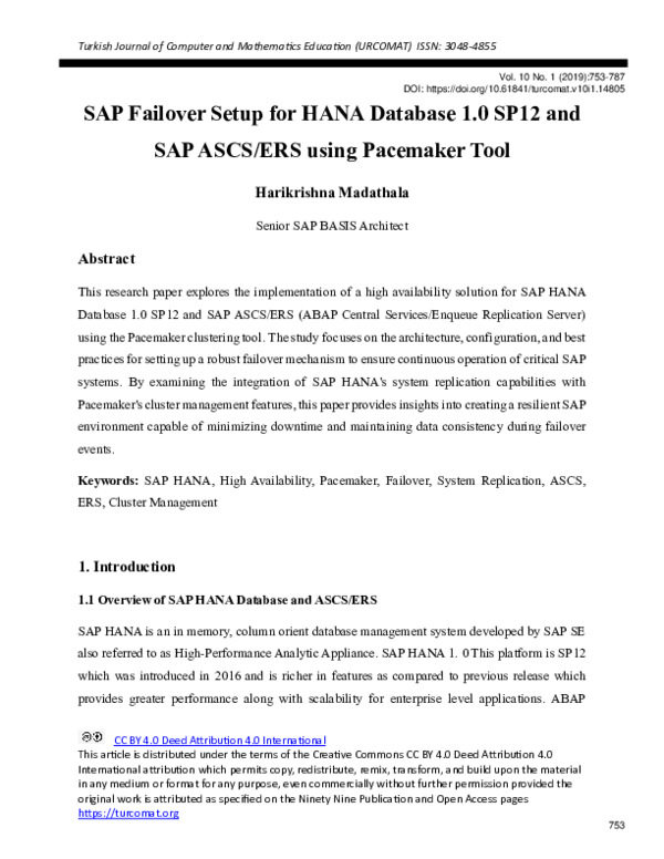 (PDF) SAP Failover Setup for HANA Database 1.0 SP12 and SAP ASCS/ERS ...