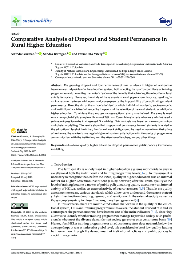 (PDF) Comparative Analysis of Dropout and Student Permanence in Rural ...