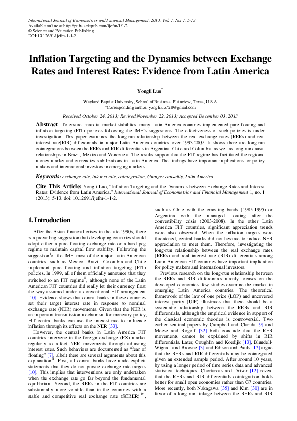 (PDF) Inflation targeting and the dynamics between exchange rates and ...