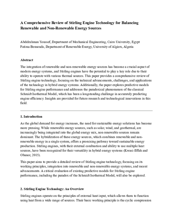 (PDF) A Comprehensive Review of Stirling Engine Technology for ...