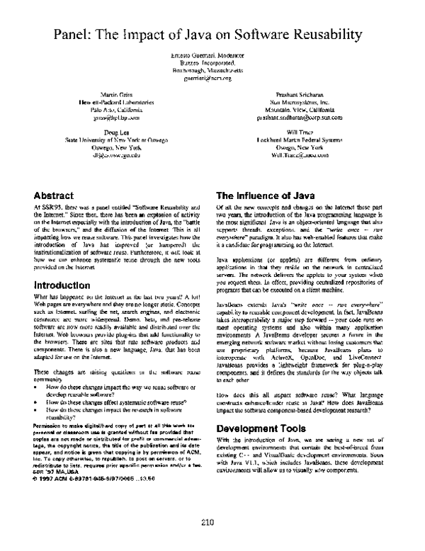 (PDF) The impact of Java on software reusability