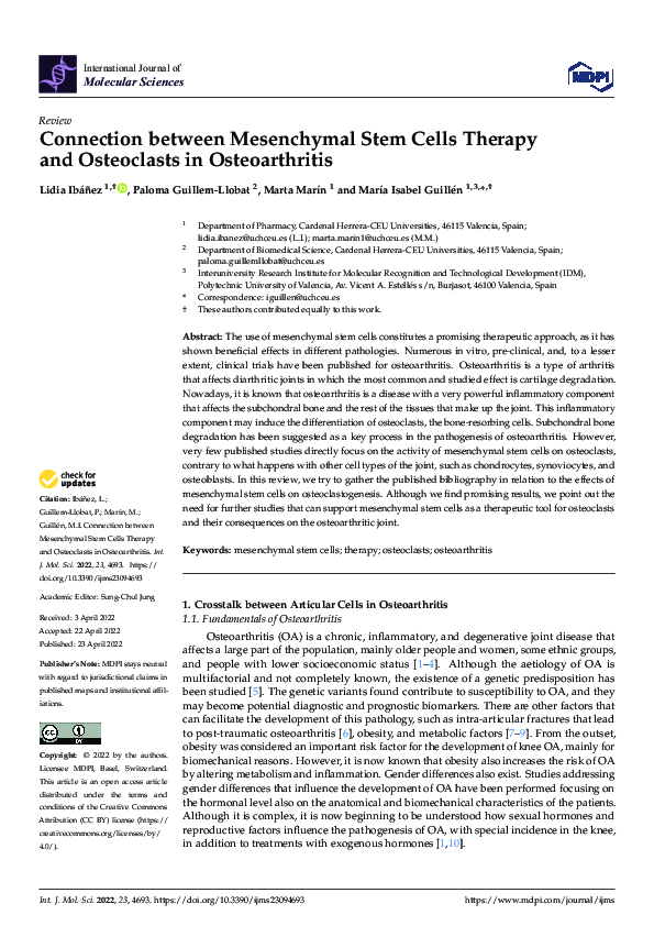 (PDF) Connection between Mesenchymal Stem Cells Therapy and Osteoclasts ...