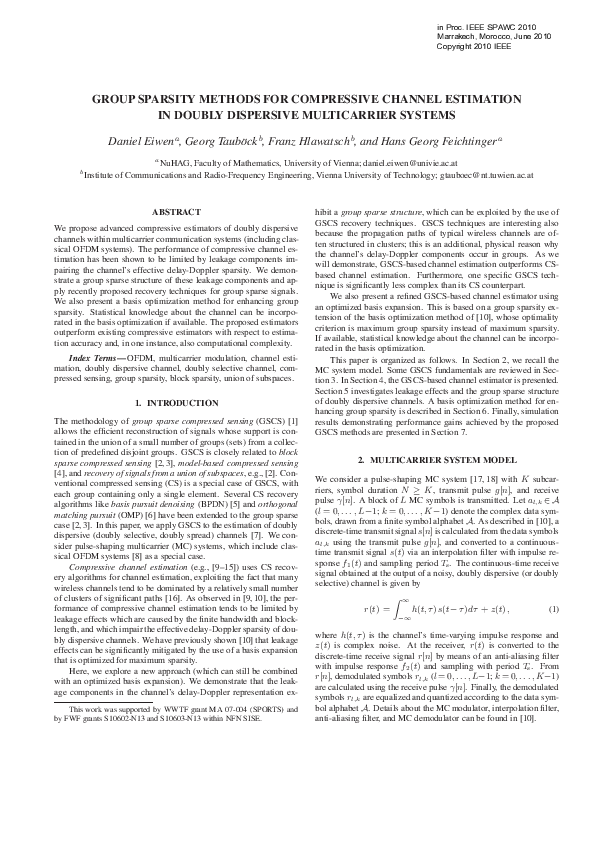 (PDF) Group sparsity methods for compressive channel estimation in ...