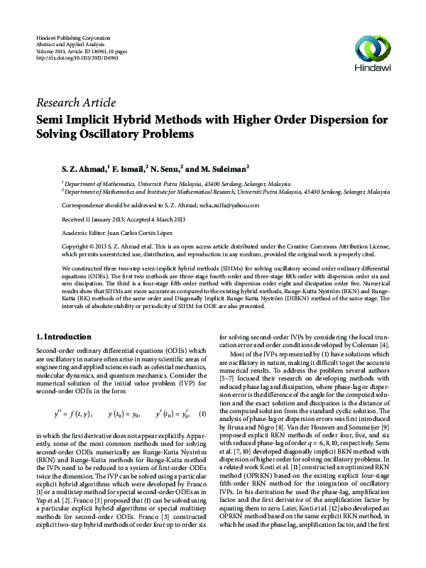 (PDF) Semi Implicit Hybrid Methods with Higher Order Dispersion for ...