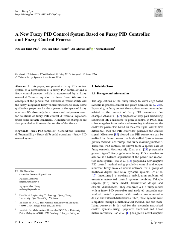(PDF) A New Fuzzy PID Control System Based on Fuzzy PID Controller and ...