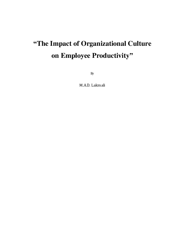 (PDF) The Impact of Organizational Culture on Employee Productivity