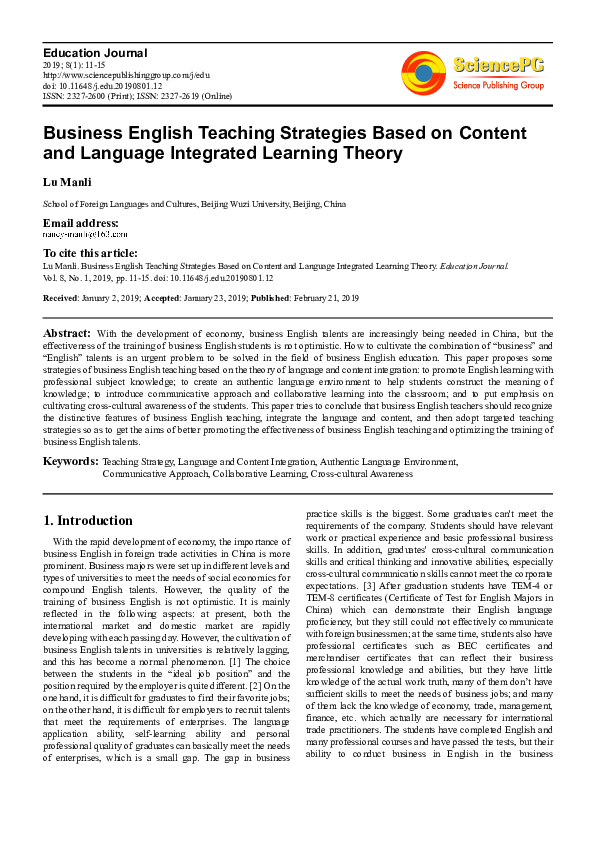 (PDF) Teaching English as a Foreign Language to Law Students Based on ...