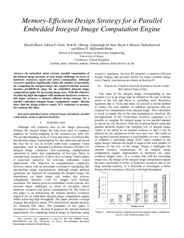 (PDF) Memory-Efficient Design Strategy for a Parallel Embedded Integral ...