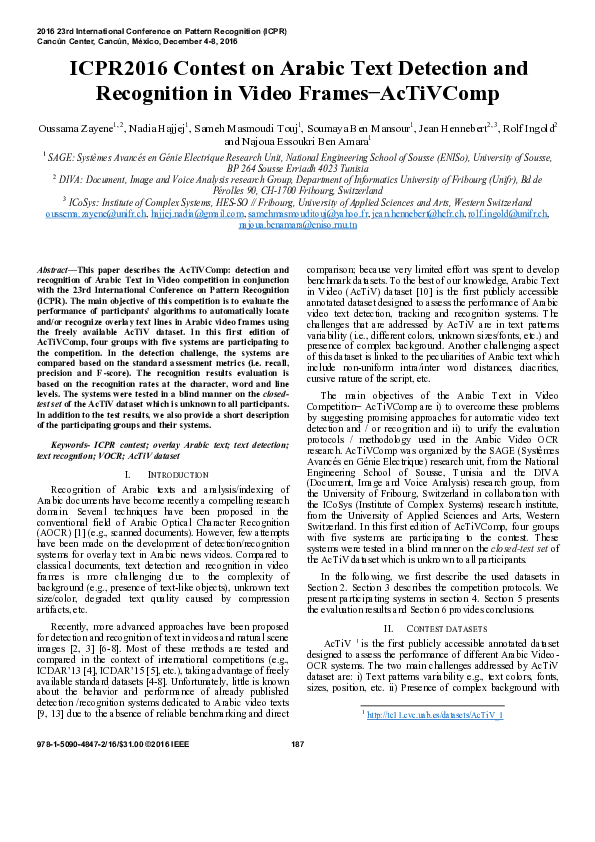 (PDF) ICPR2016 contest on Arabic Text detection and Recognition in ...