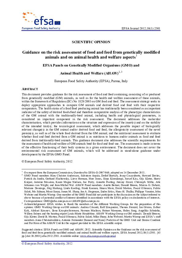 (PDF) Guidance on the risk assessment of food and feed from genetically ...