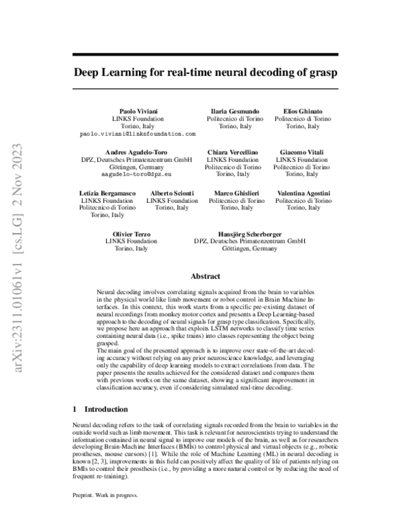 (PDF) Deep Learning for Real-Time Neural Decoding of Grasp