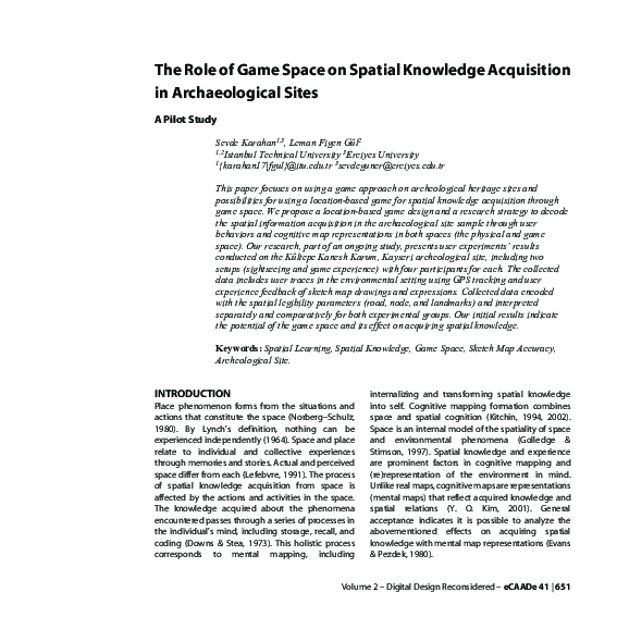(PDF) The Role of Game Space on Spatial Knowledge Acquisition in ...