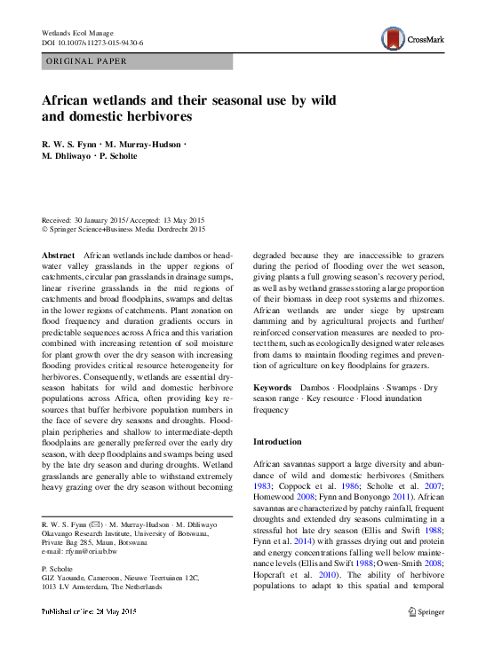 (PDF) African wetlands and their seasonal use by wild and domestic ...