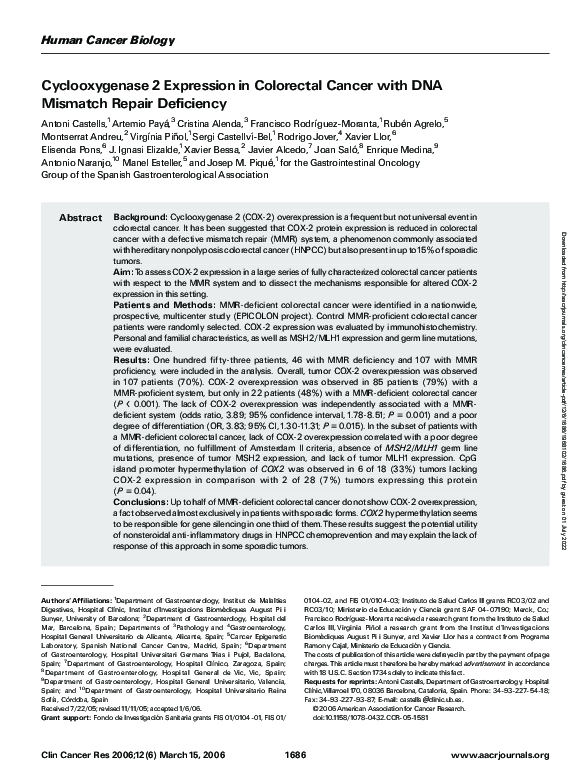 (PDF) Cyclooxygenase 2 Expression in Colorectal Cancer with DNA ...