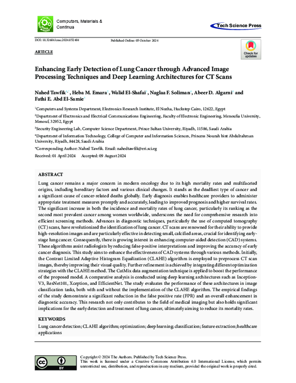 (PDF) Enhancing Early Detection of Lung Cancer through Advanced Image ...