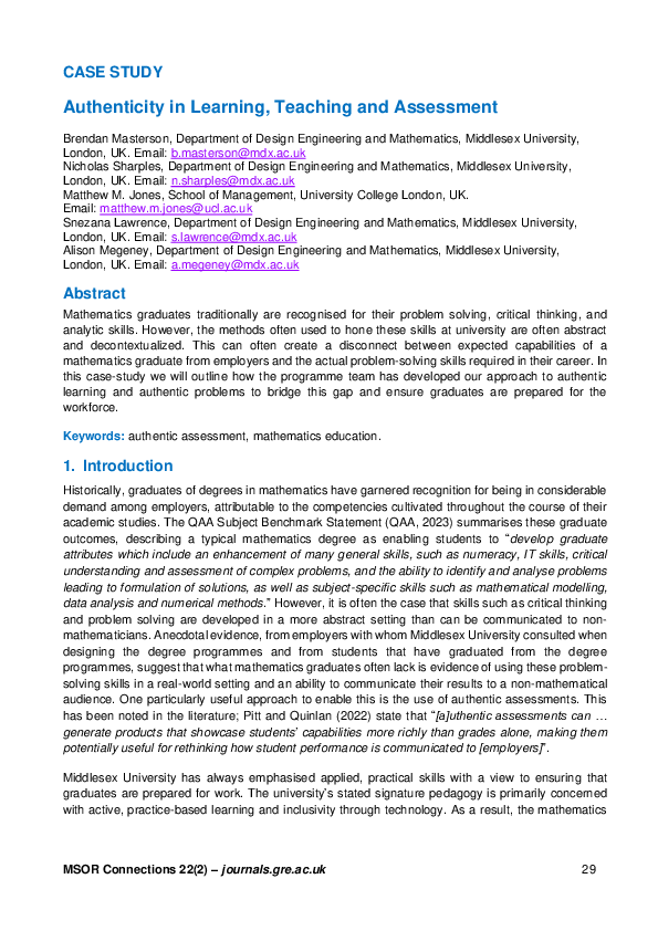 Pdf Authenticity In Learning Teaching And Assessment