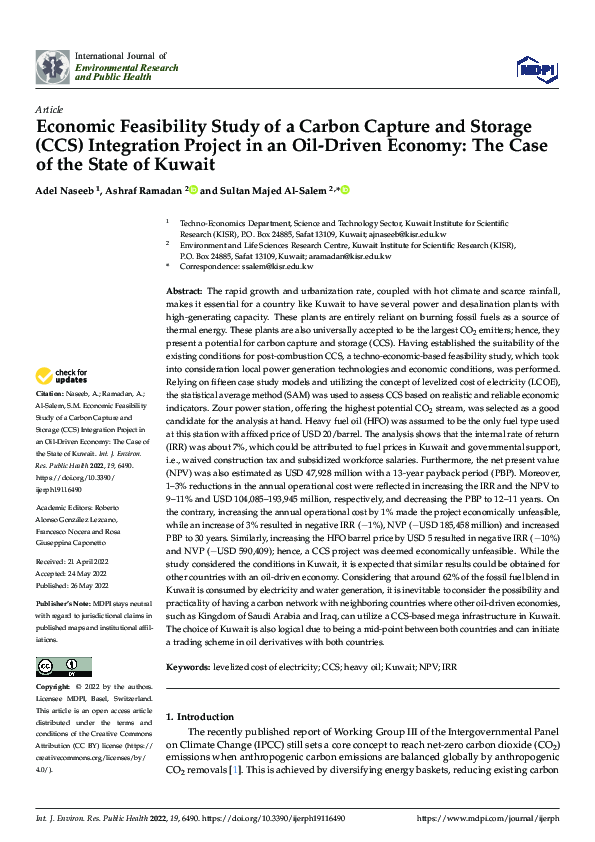 (PDF) Economic Feasibility Study of a Carbon Capture and Storage (CCS ...