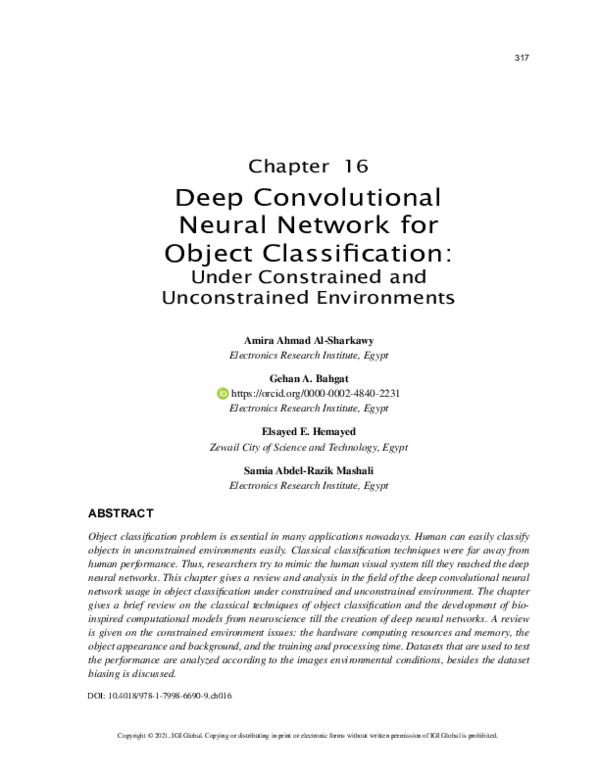 (PDF) Deep Convolutional Neural Network for Object Classification ...