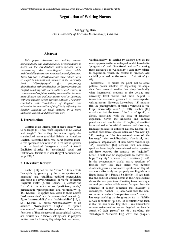 (PDF) Negotiation of Writing Norms